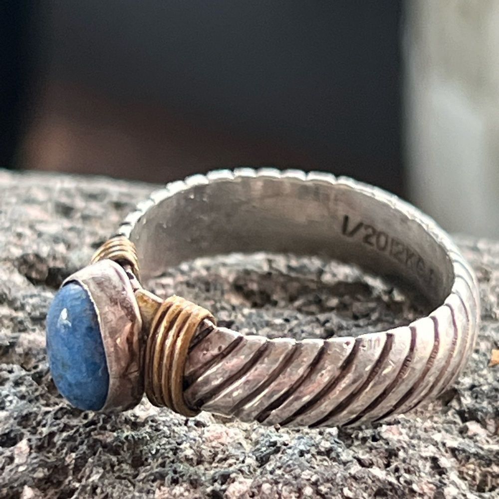 Vintage Sterling 12K Blue Kyanite Twisted Rope Ring size 8 - Picture 11 of 13